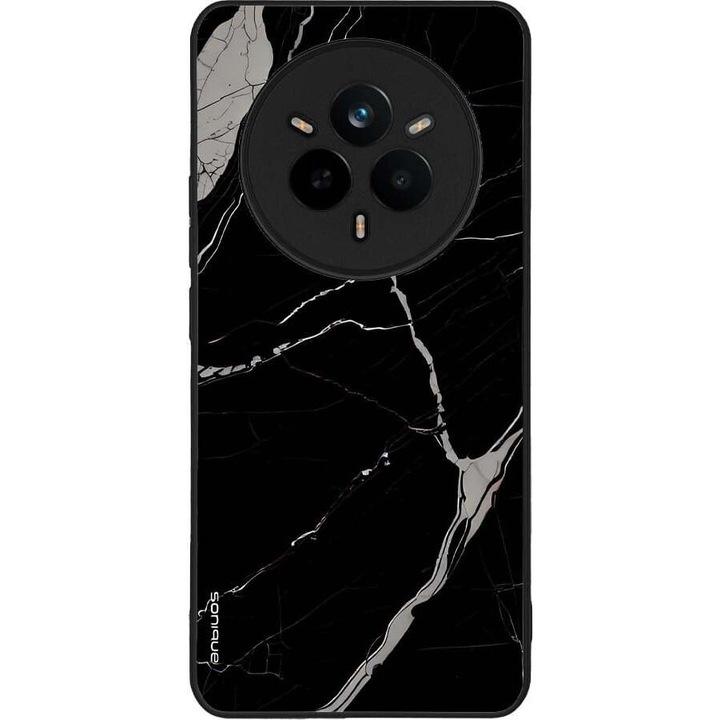 Husa telefon Sonique Marble Series, protectie antisoc, design marmura, negru, pentru Realme 14 Pro 5G