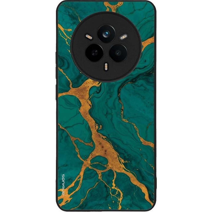 Husa telefon Sonique Marble Series, verde, pentru Realme 14 Pro 5G, silicon, design modern, protectie antisoc