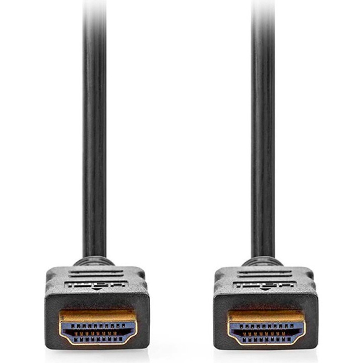 Cablu HDMI High Speed cu Ethernet Nedis, 0.50m, 4K@60Hz, 3D, culoare neagra
