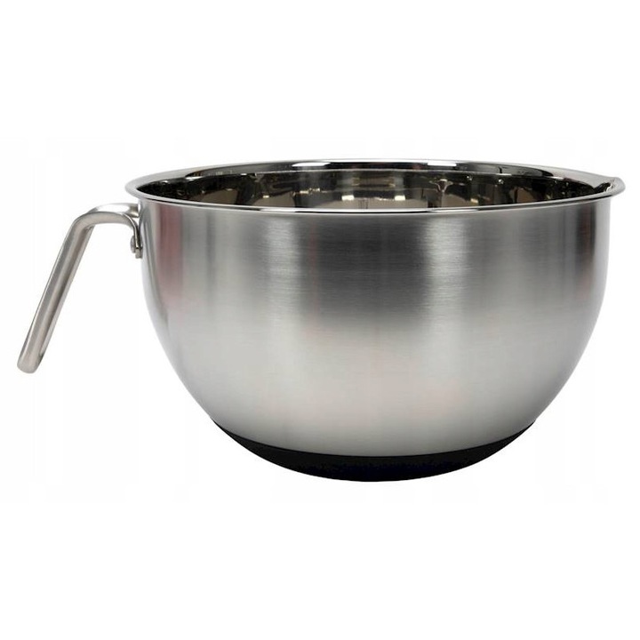 Bol din inox MPLCO 24 cm, capacitate 4,5L, cu maner si baza din silicon, finisaj satinat