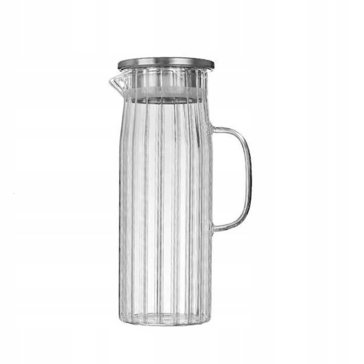 Кана от боросиликатно стъкло MPLCO, вместимост 1,2 L, височина 24,5 cm, диаметър 9 cm, с капак от неръждаема стомана