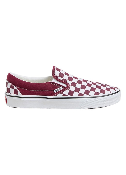 Tenisi barbati Vans, Slip-On, imprimeu carouri, visiniu, panza de bumbac