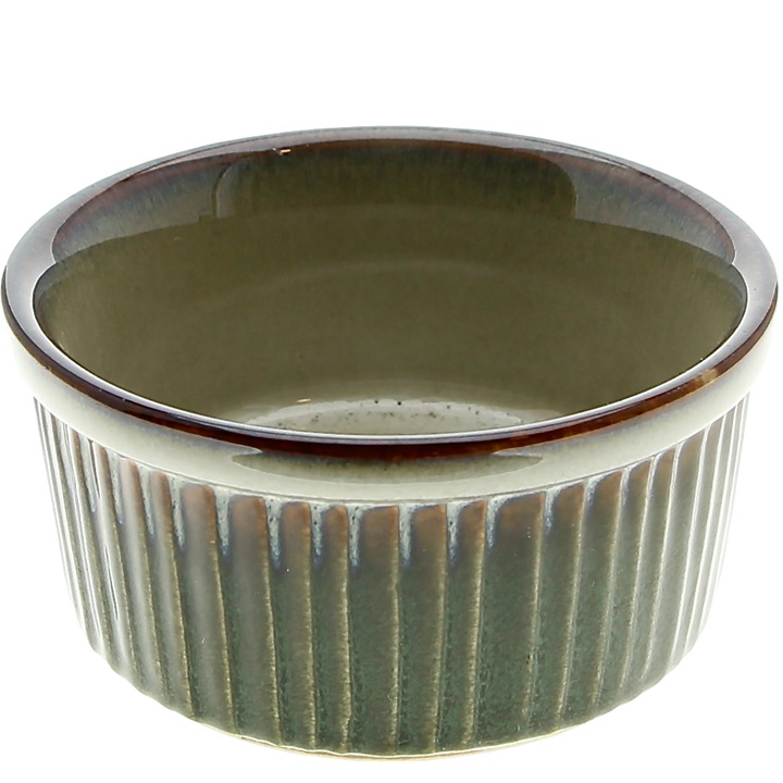 Bol ceramic OMBRES, 10cm, verde, 200ml, ideala pentru creme brulee si servire