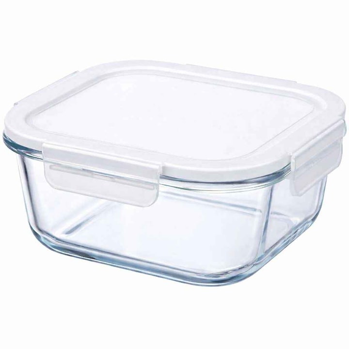 Caserola din sticla cu capac etans, 1.2 L, 18 x 18 x 7.5 cm