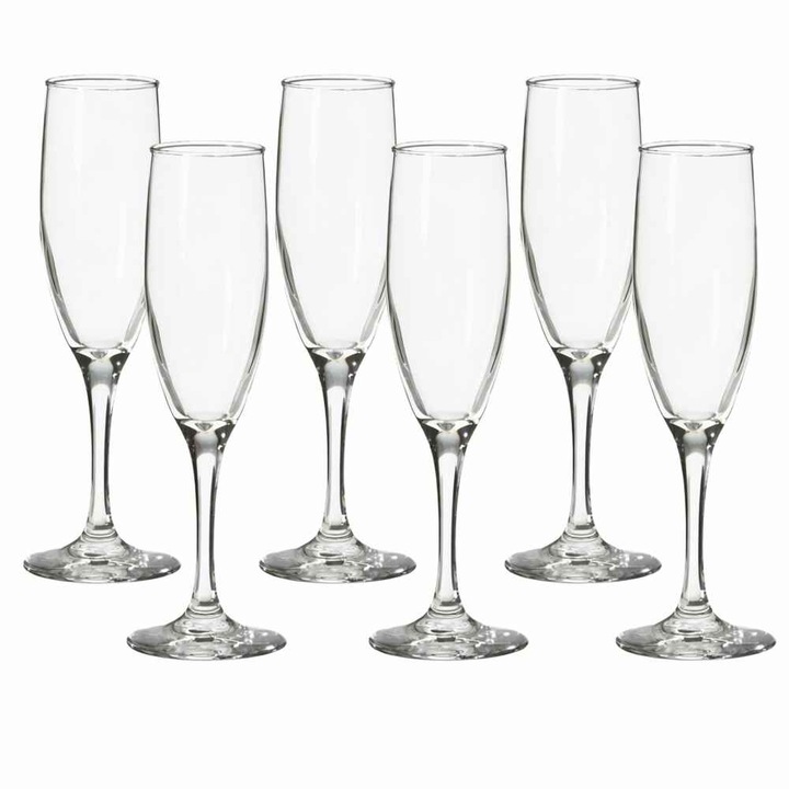 Set 6 pahare cu picior pentru sampanie, 180 ml, 21.5 x 5 cm
