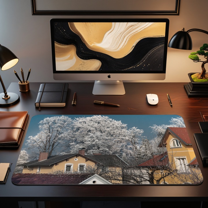 Mousepad Deskmat Rime in town Austria 800x400x4mm margini drepte cusute Oktane