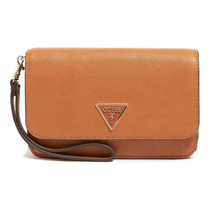 Geanta Guess, Laurel, Textile Bag, Phone Organizer, Light Cognac, SWZG85, Pentru femei, 12 x 19.5 x 5.5 cm