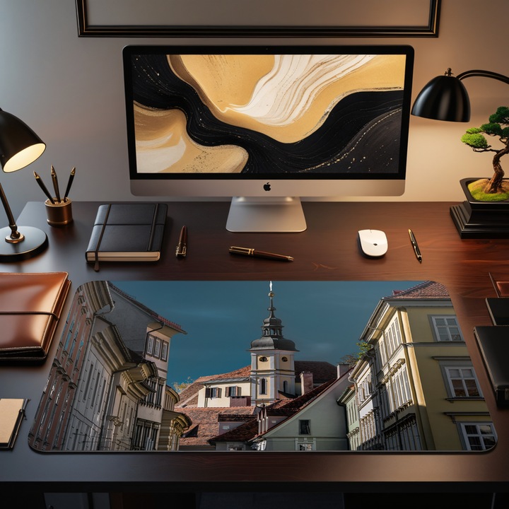 Mousepad Deskmat Biserica StiegenkircheGraz 800x400x4mm margini drepte cusute Oktane
