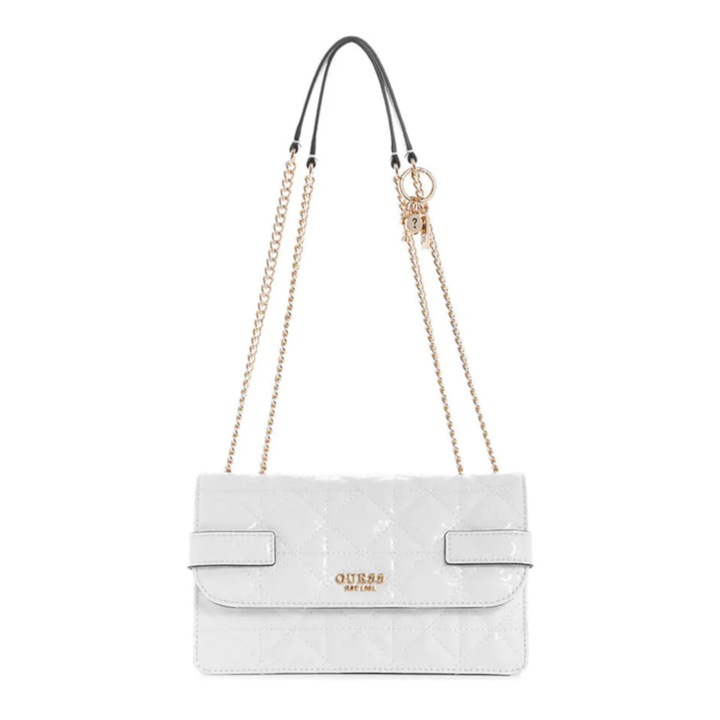 Geanta Guess, Malia, Synthetic Leather, Textile Bag, White, GG848821, Pentru femei, 25 x 15 x 9 cm