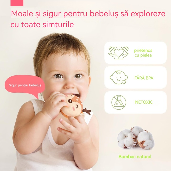 Играчки за бебета, Интерактивна играчка за бебета, YSBER®, Монтесори играчки 0-3, Къща на гъбите, Съдържа 6 животни, огледало, набръчкана хартия, Звук, за рожден ден на бебета и малки деца, Розов многоцветен