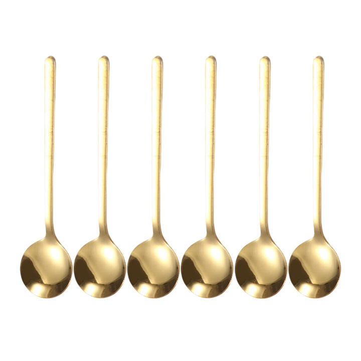 Set 6 linguri RDWESZOD inox aurii maner curbat 15cm