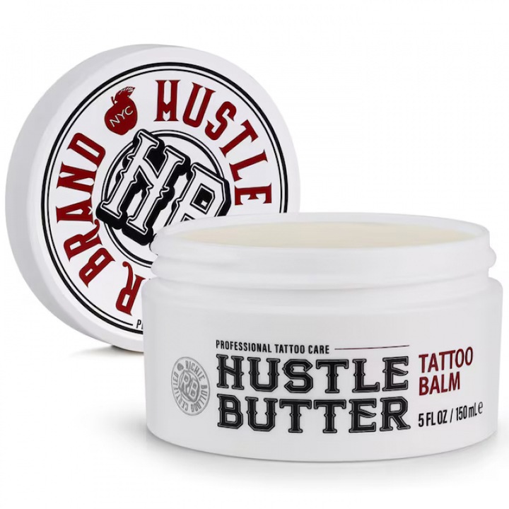 Crema vegana de ingrijire pentru tatuaje HUSTLE BUTTER, 150ml, 3 in 1, rezistenta la apa, cu miros de cocos si fructe tropicale