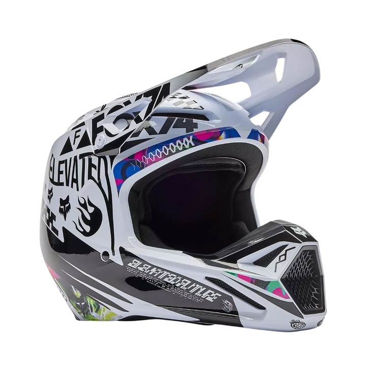 Casca Fox Racing V1 Image Cosmo, alb/negru, marime L, sistem de protectie Mips, ventilare optimizata