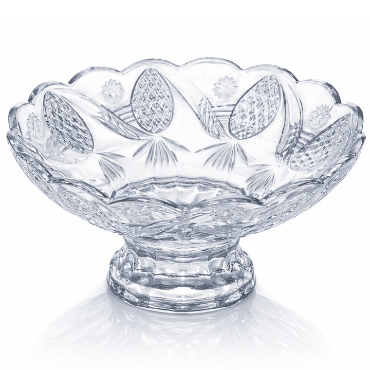 Bol din sticla elegant cu picior, 28 cm diametru, 10 cm inaltime