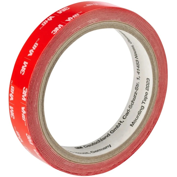 Banda Montaj 3M Dublu-Adeziva, 19 mm x 3 Metri, Pentru Materiale Plastice, Alb