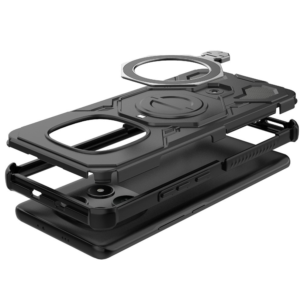 Husa pentru Xiaomi Redmi Note 15 5G HybridView Rugged cu inel suport 360°, Protectie Airbag - negru
