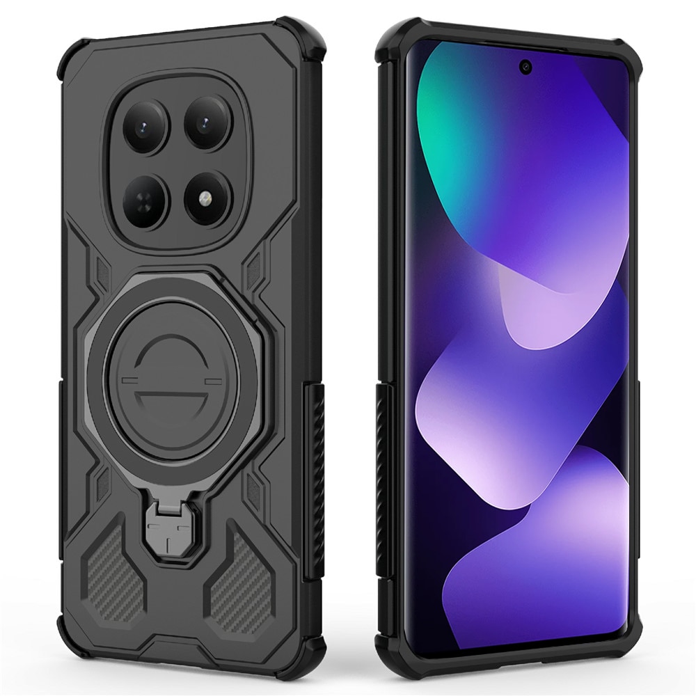 Husa pentru Xiaomi Redmi Note 15 5G HybridView Rugged cu inel suport 360°, Protectie Airbag - negru
