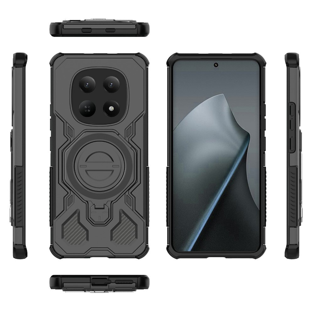 Husa pentru Xiaomi Redmi Note 15 5G HybridView Rugged cu inel suport 360°, Protectie Airbag - negru
