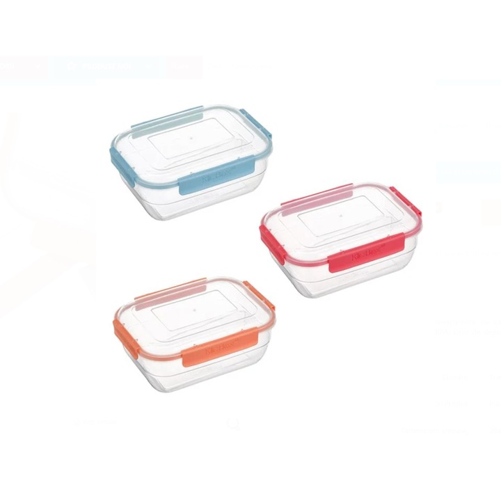 Set Caserole Alimente ZANOX® 3 buc, Transparente cu Capac, 3 Marimi Diferite