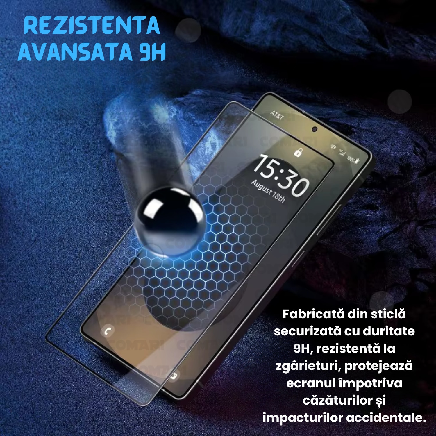 Folie de protectie pentru OnePlus Nord 3 Comari® NeoGlass, sticla securizata 9H, Full Glue, claritate HD, rezistenta la zgarieturi, margini negre, transparent