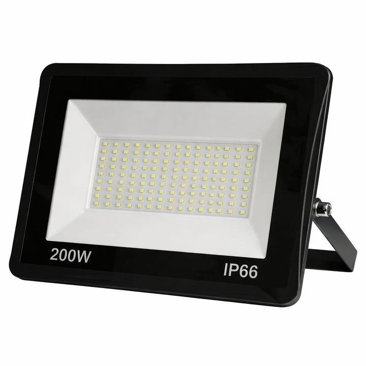 Proiector LED 200W Exterior Ultra Puternic, 10000 Lumeni, 126 LED-uri, Lumina Calda Intensa, Carcasa Aluminiu + Sticla, IP66 Rezistent la Apa si Praf, Alimentare 220V, pentru Curte, Garaj, Parcare, Iluminare Profesionala Economica