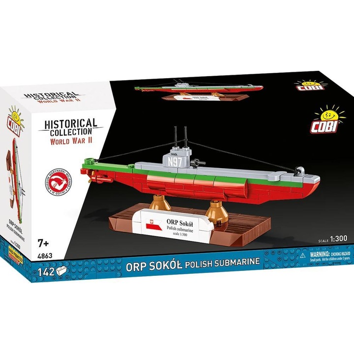 Set de Construit DATE PRODUS ORP Sokół Polish Submarine, 142 piese
