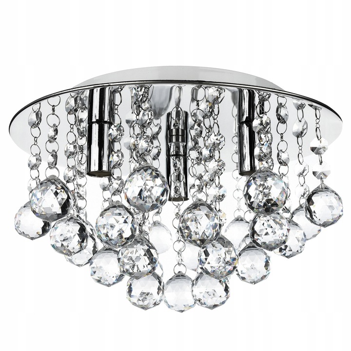 Lustru LED 3xG9, LEDLUX, cromat, 28x28x18cm, design modern, cristale