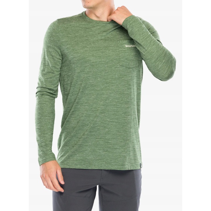 Bluza sport barbati Smartwool, Gear Up, lana merinos/sintetic, verde