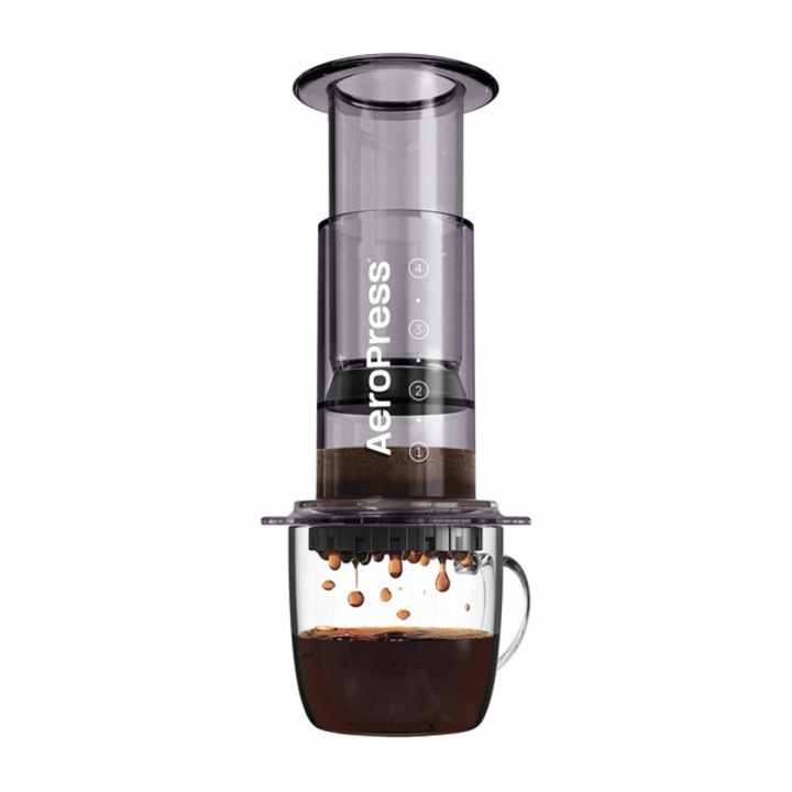 Kávéfőző, AeroPress Clear Smoked, 250ml, Tritan, szett 100 szűrővel