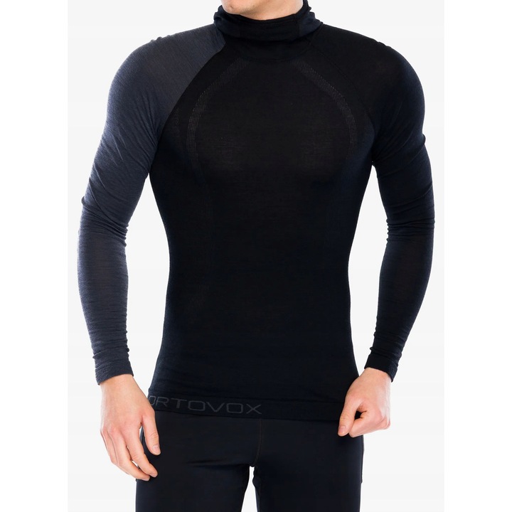 Bluza sport barbati Ortovox 120 Competition Light Hoody, gluga ajustata, lana merinos, negru, M INTL
