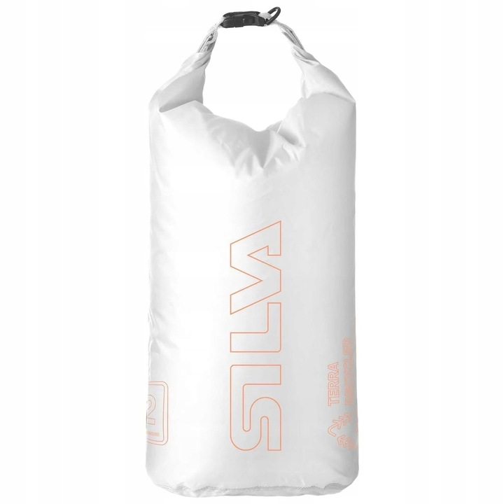 Водоустойчива чанта Silva Terra Dry Bag 12L, бяла/оранжева, рециклиран материал, компактни размери