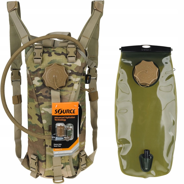Source Tactical 3L hidratációs rendszer szett, Multicam, karcálló, méretek 42x20cm