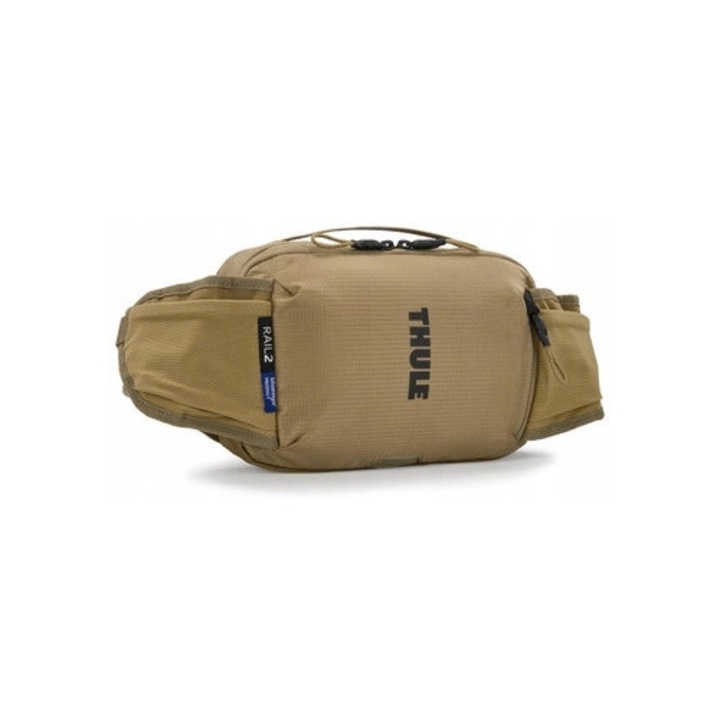 Thule Rail 2L deréktáska, Faded Khaki, 26x9x16cm, oldalsó kulacstartó zsebekkel