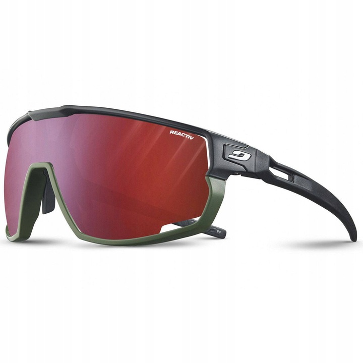 Спортни очила Julbo Rush, фотохроматични REACTIV 0-3, черно-зелени, комплект с калъф