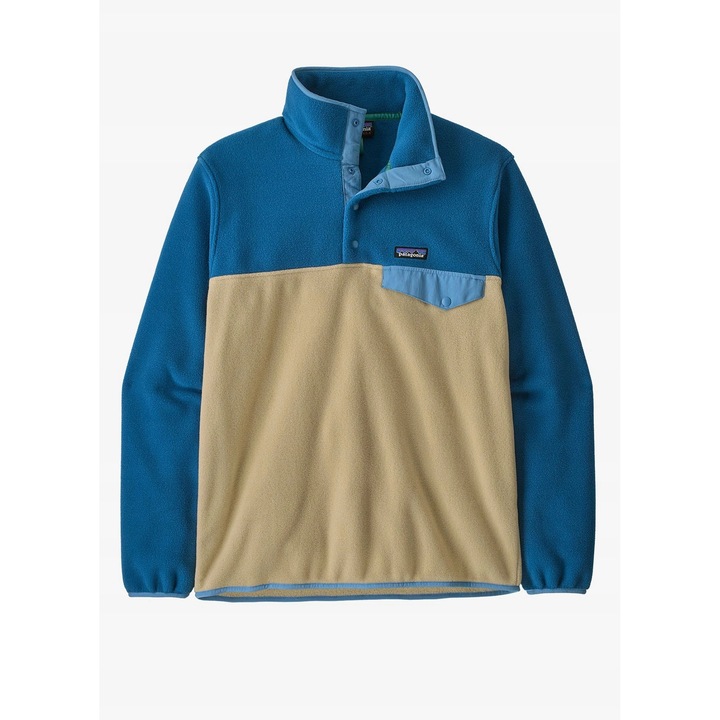 Bluza sport barbati, Patagonia, Lightweight Synch Snap-T Pullover, fleece, albastru/bej
