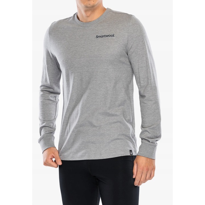 Bluza sport barbati Smartwool Gondola View, gri deschis, lana/bumbac
