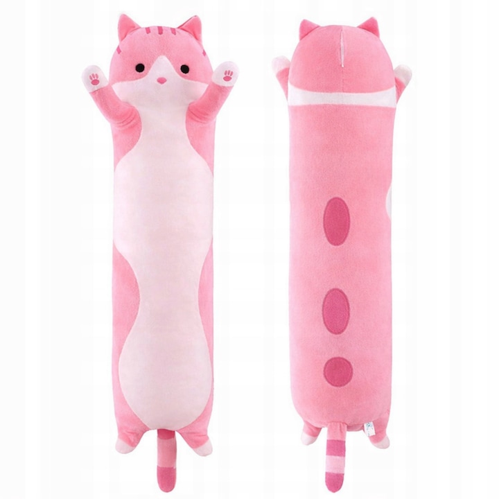 Set 3 Perne Pluszate in Forma de Pisica, 70 cm, Portocalie, Roz, Gri