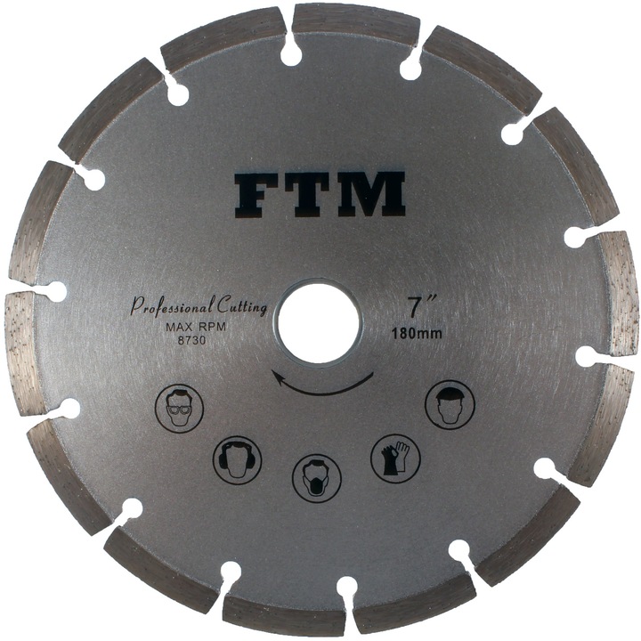 Gyémánttárcsa 180mm, FTM, járólaphoz, gránithoz, betonhoz, 22,2mm-es furattal