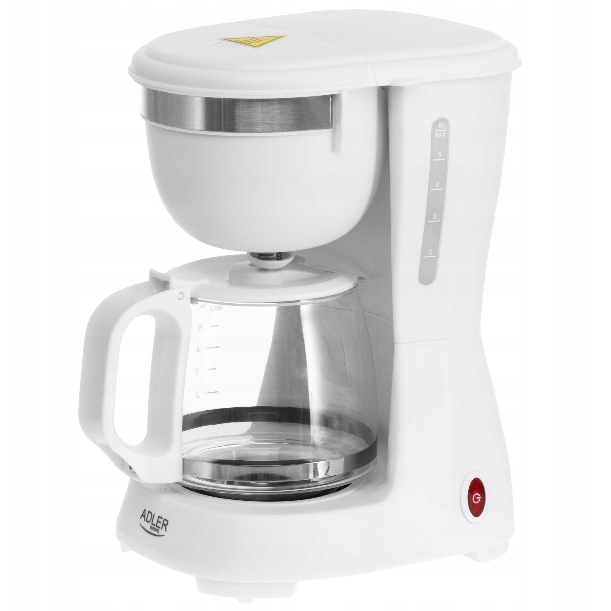 Cafetiera filtranta ADLER AD 4381W cu filtru nylon reutilizabil, mentinere temperatura 40 min, blocare picurare, Alb, 0,6 l