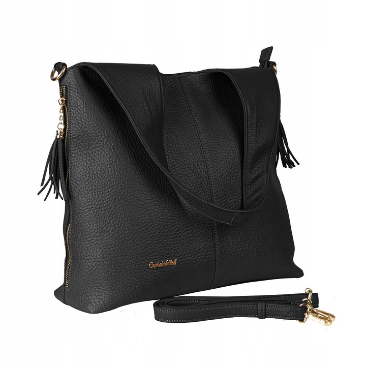 Geanta de dama neagra Captain Mike FIRENZE, ecologica, 34x43x11cm, cu multiple compartimente, usor de purtat.