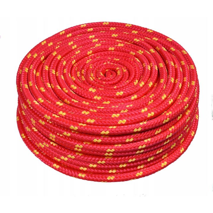 Polipropilén kötél 10mm, 50m, piros foltos, UV-álló