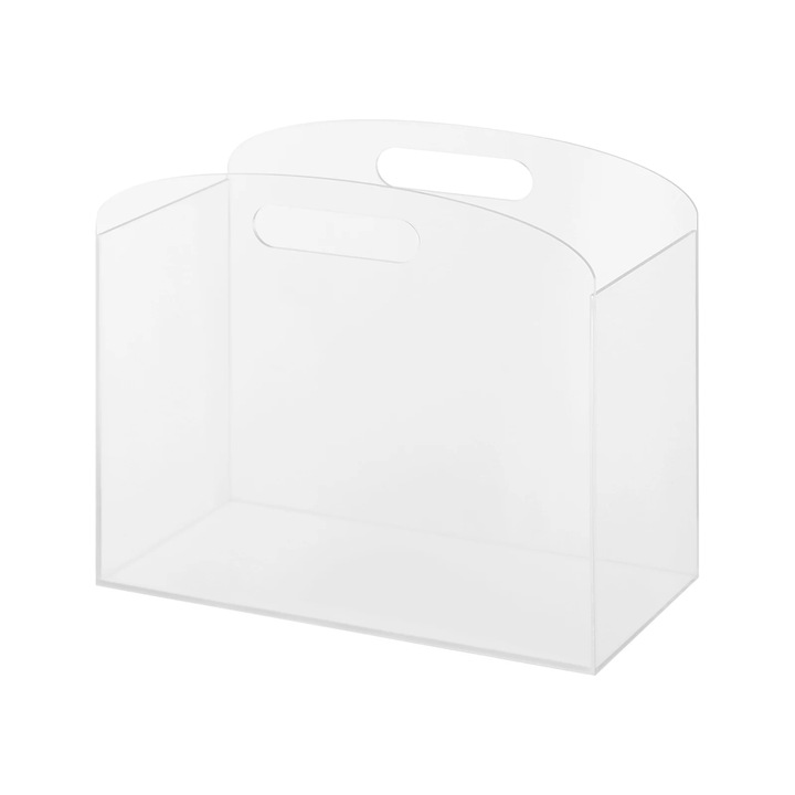 Suport ziare si reviste, Suport reviste din acril, Cu manere, Depozitare fisiere si documente, Pentru birou si receptie, Portocaliu