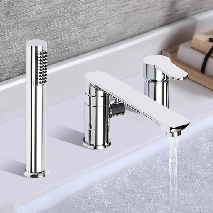 Set cap de dus pentru cada, 3 piese, otel inoxidabil, pentru montaj, argintiu