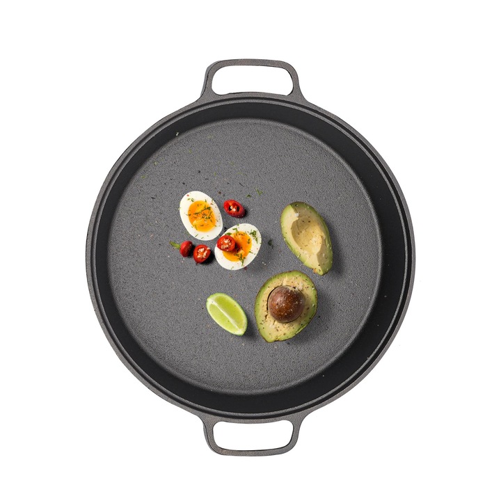 Tigaie din fonta, Tigaie pentru prajit si grill, Fonta masiva, Pastreaza caldura, Pentru prajire si gratar