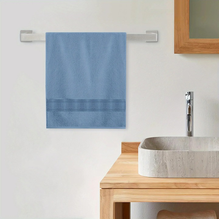 Set suport prosoape pentru baie, Bara patrata, Set in cinci piese, Lungime 60 cm, Otel inoxidabil 201, Argintiu