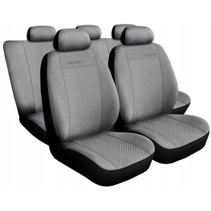 Huse auto, FIAT PANDA III, set complet, eko piele si Alcantara, negru-gri, 5 piese