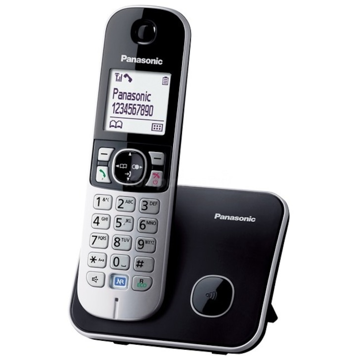 Panasonic KX-TG6811PDB vezeték nélküli telefon, LCD, Háttérvilágítású billentyűzet, Fekete