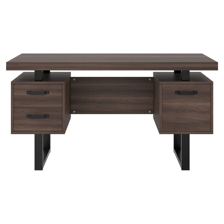 Birou, Stil modern simplu, 135 x 54 cm, Blat spatios, Sertar silentios, Depozitare eficienta, Necesita asamblare, Maro