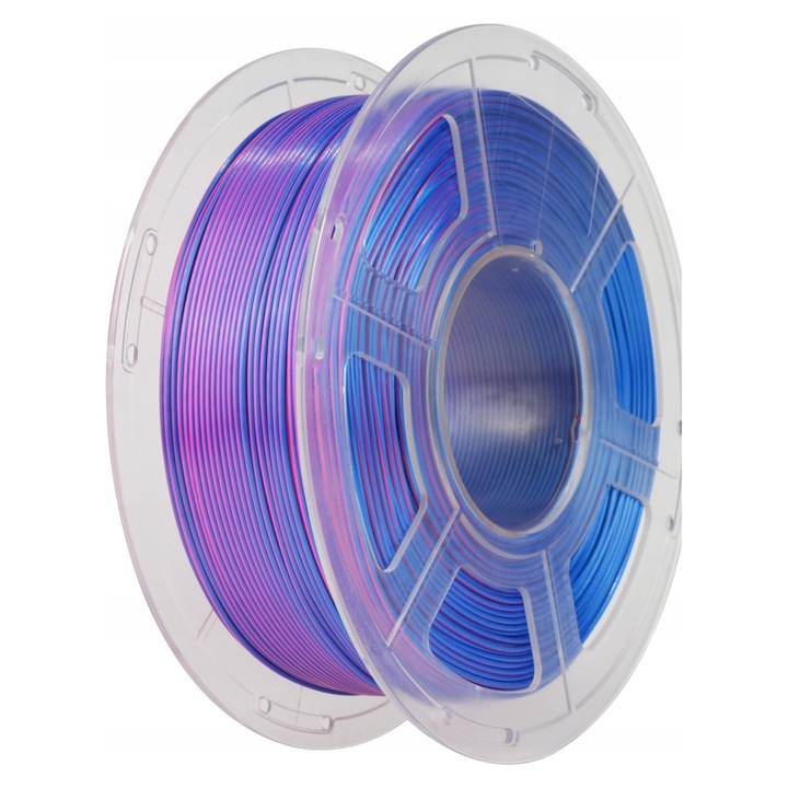 Filament 3D Sunlu Silk PLA+ Multicolor 1,75 mm 1 kg, rosu si albastru