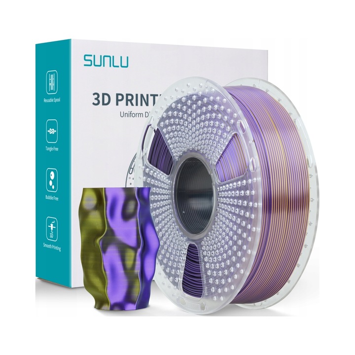 Filament 3D SUNLU SILK PLA+ 1.75mm 1kg TRI Color Multicolor